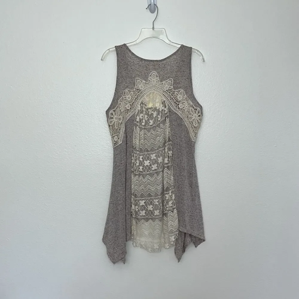 A’reve crochet chest tank top taupe Sz M Woman’s
